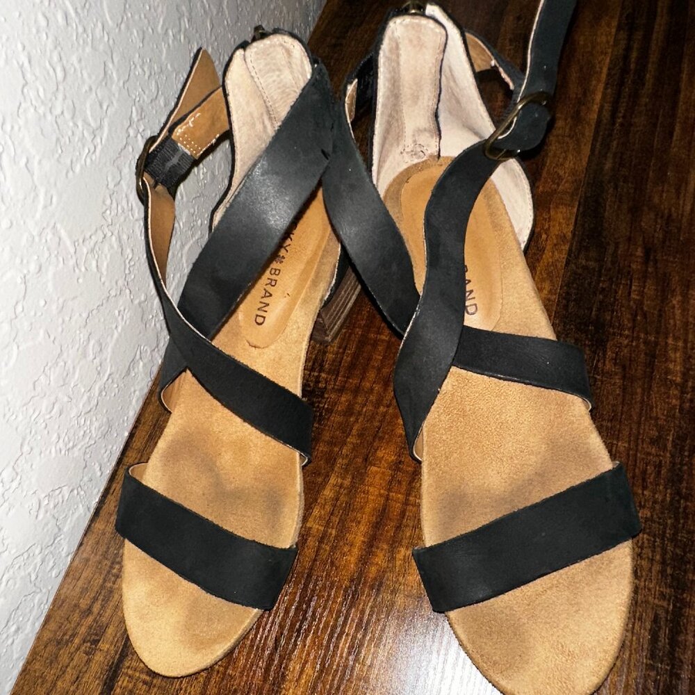 Lucky Brand Black Block Heel Womens Sandals